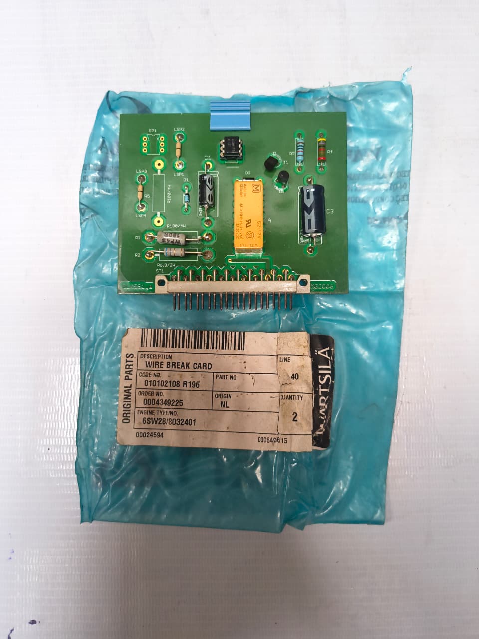 WARTSILA WIRE BREAK CARD SW280 BLK551YA 21008R196 A107794 NEW